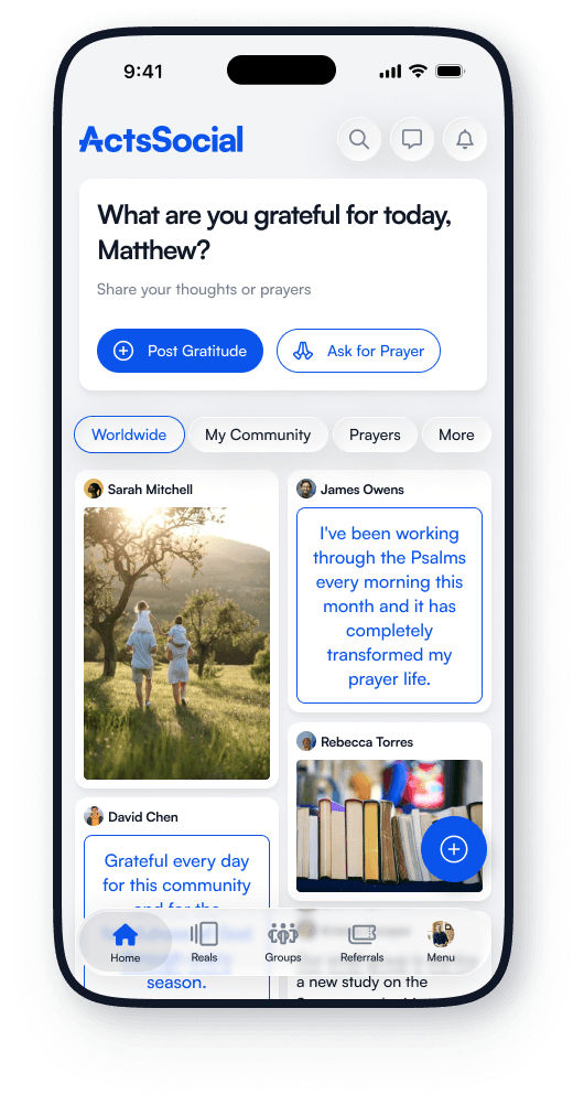 ActsSocial home feed on a phone