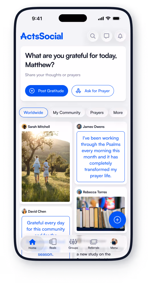 ActsSocial home feed on a phone