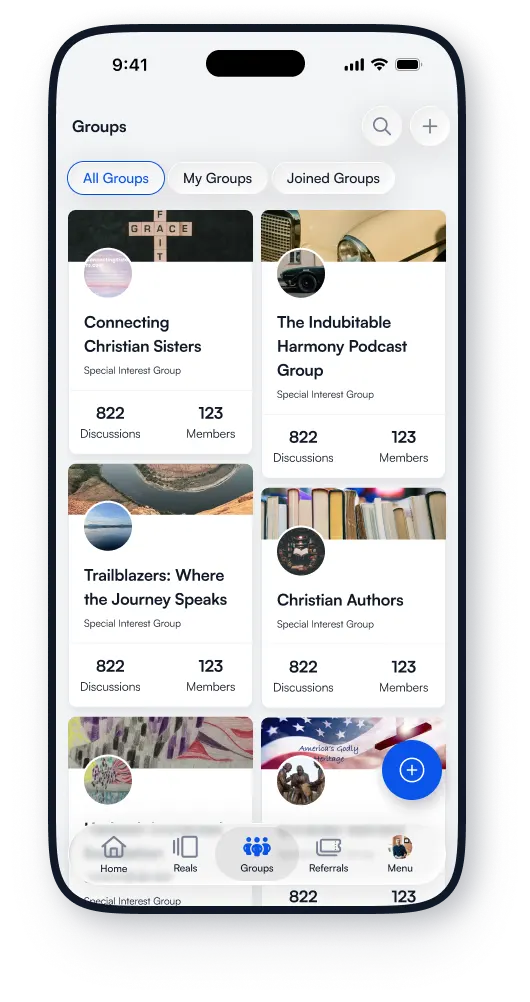 ActsSocial Groups screen with community groups