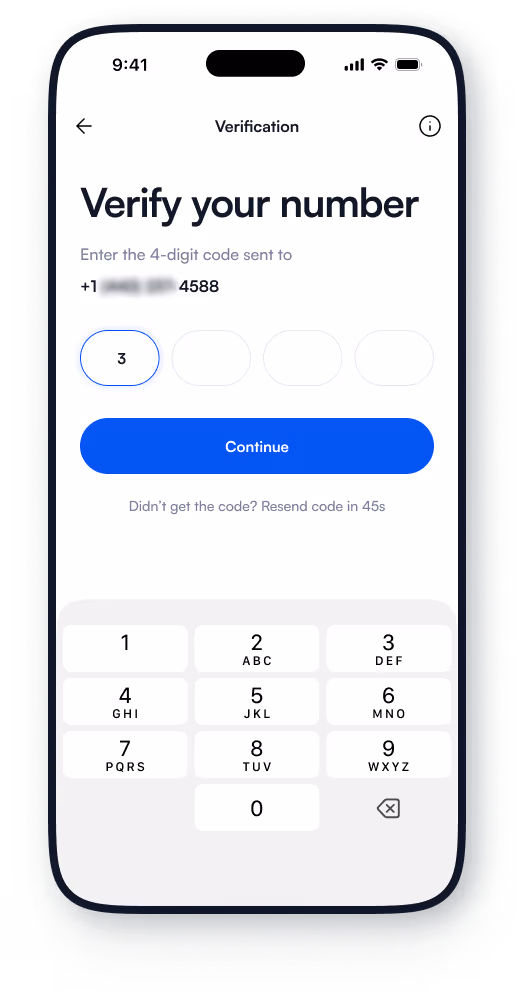 ActsSocial verify-your-number screen for real, verified accounts